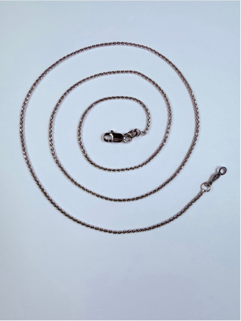 14K Solid White Gold Diamond Cut Spiga Wheat Chain Link Necklace QG Turkey 18.25